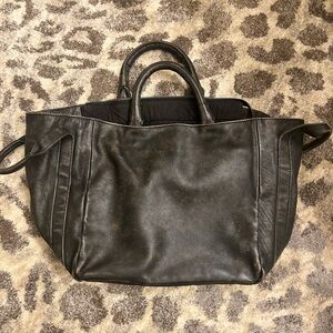Free People Black Textured Leather Bag
